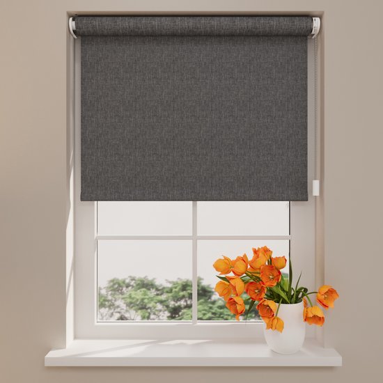 Store enrouleur électrique Easy Texture Blackout Anthracite 180 x 190 cm - CMD-02-P