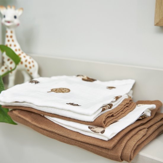 Meyco Baby Forest Animals monddoekjes - 3-pack - hydrofiel - toffee - 30x30cm van Meyco Baby — afbeelding 5