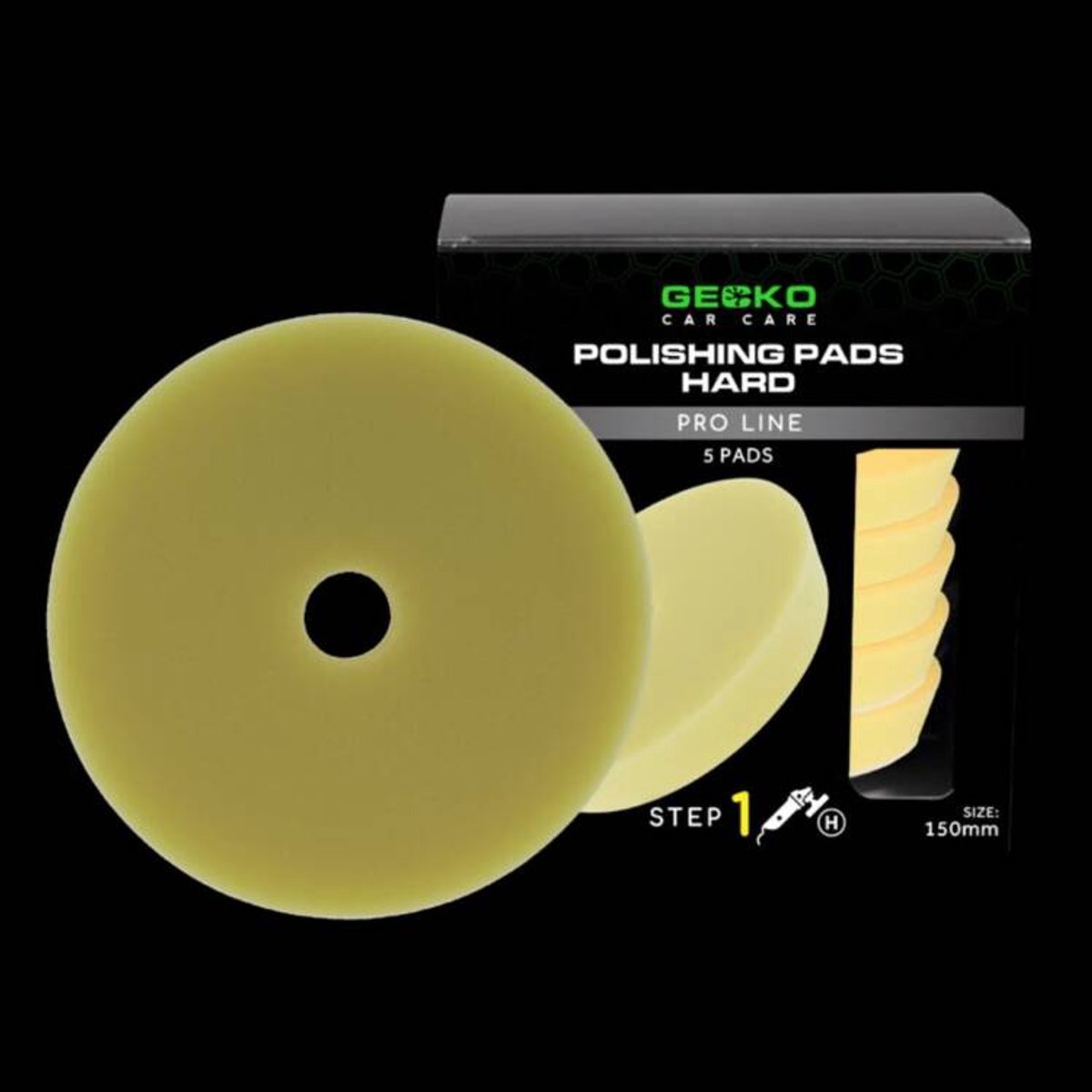 GECKO 150MM POLIJSTPADS HARD YELLOW 5 Stuks