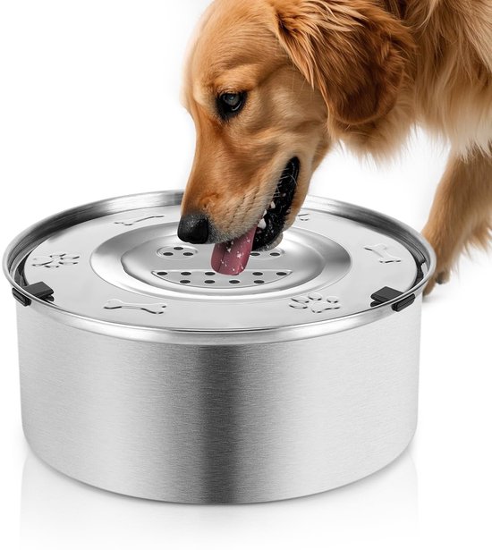 Geen morsen hond waterbak - 3L grote capaciteit antislip roestvrij