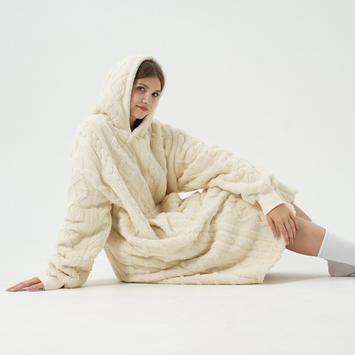 SOPHIE - hoodie 70x110 cm - dames - oversized hoodie deken - Bone White - wit
