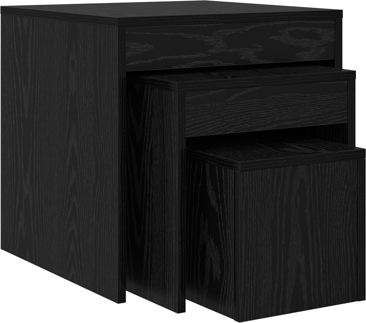 vidaXL Salontafel - 3 - st - Zwart - Eiken - 45 - x - 45 - x - 45 - cm - Bewerkt - hout Zwart eiken