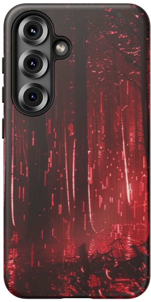 Donkerrood Verlichte Bos – Telefoonhoesje Geschikt voor Samsung Galaxy S25
