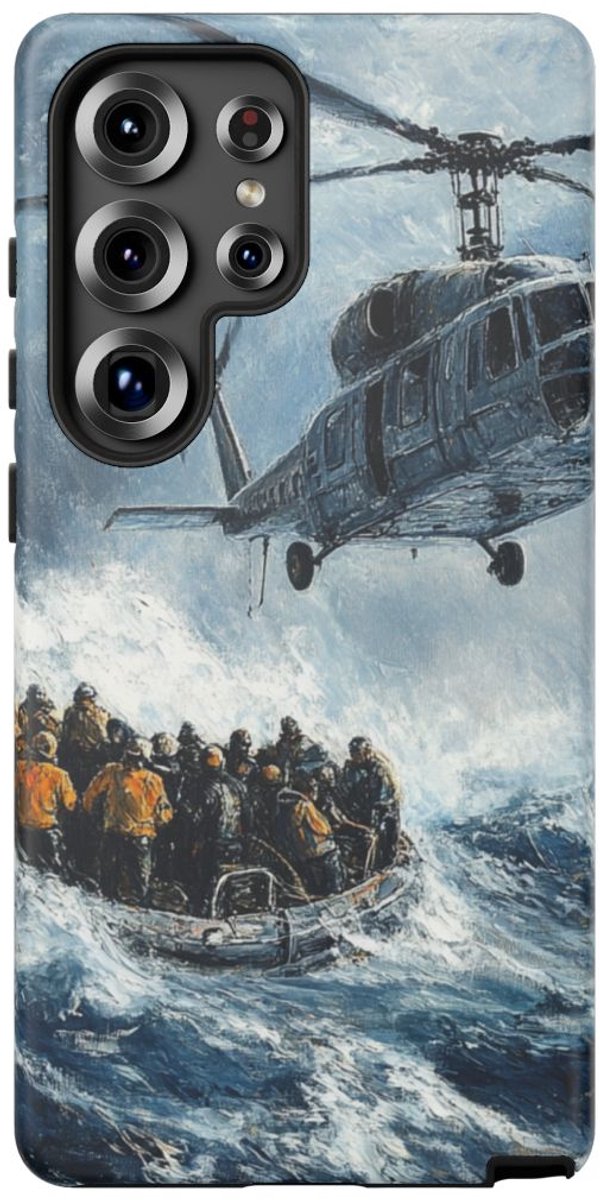 Helikopterredding Boven de Zee – Telefoonhoesje Geschikt voor Galaxy S25 Ultra