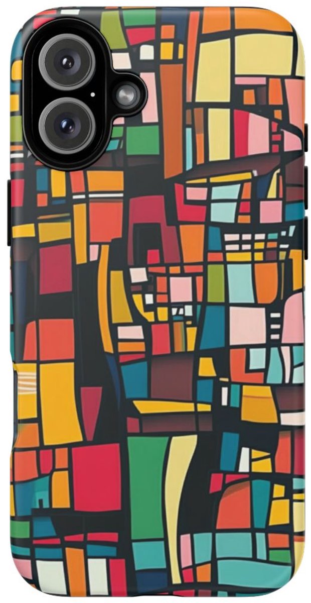 Kleurrijk Abstract Geometrisch Patroon – Telefoonhoesje Geschikt voor 16 Plus