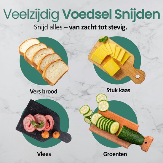 Emerio Multifunctionele Snijmachine - 110W, Dikte Verstelbaar 0-17mm - Solinger RVS Mes - Elektrische Snijmachine voor Brood, Kaas en Vlees - Broodsnijmachine Elektrisch - MS-125000.1 Allessnijder Zwart van Emerio — afbeelding 4