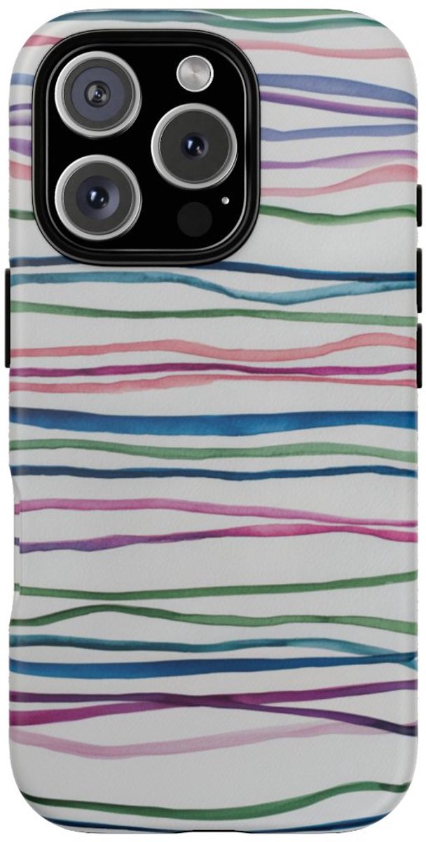 Aquarel Multicolor Golvende Lijnen Patroon – Telefoonhoesje Geschikt voor iPhone 16 Pro