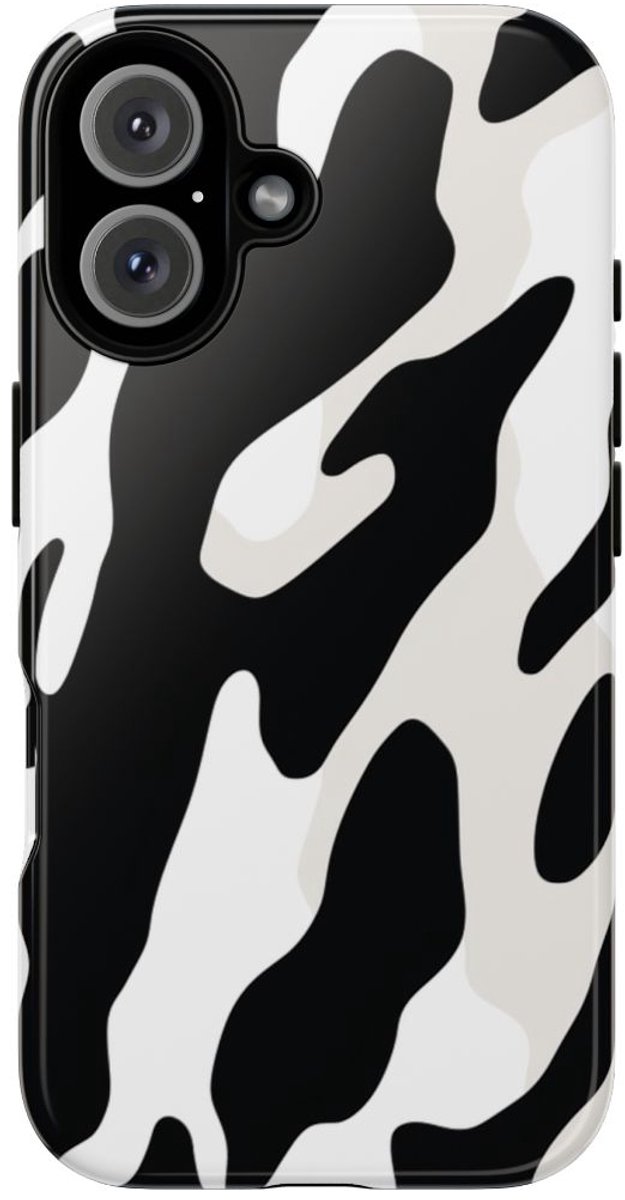 Zwart-Wit Koeienhuidpatroon – Telefoonhoesje Geschikt voor iPhone 16