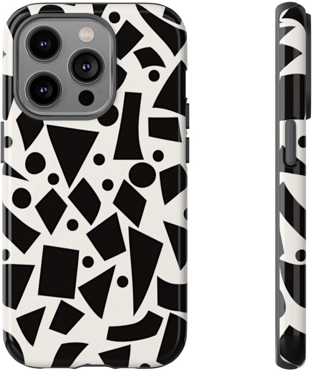 Zwart-Wit Geometrisch Abstract Patroon – Telefoonhoesje Geschikt voor iPhone 14 Pro