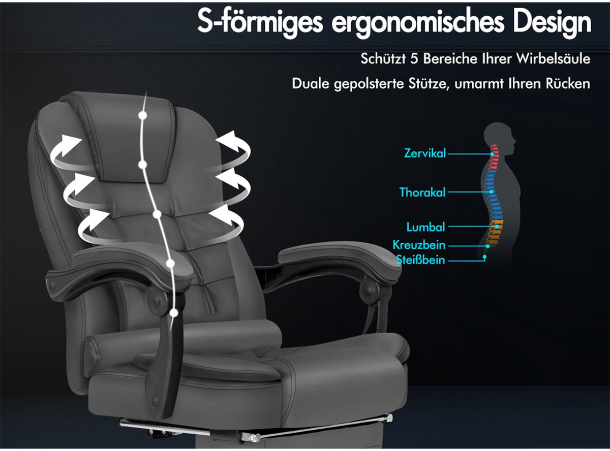 Gamestoel RGB LED Gamingstoel met Intrekbare Voetsteun - afbeelding 2