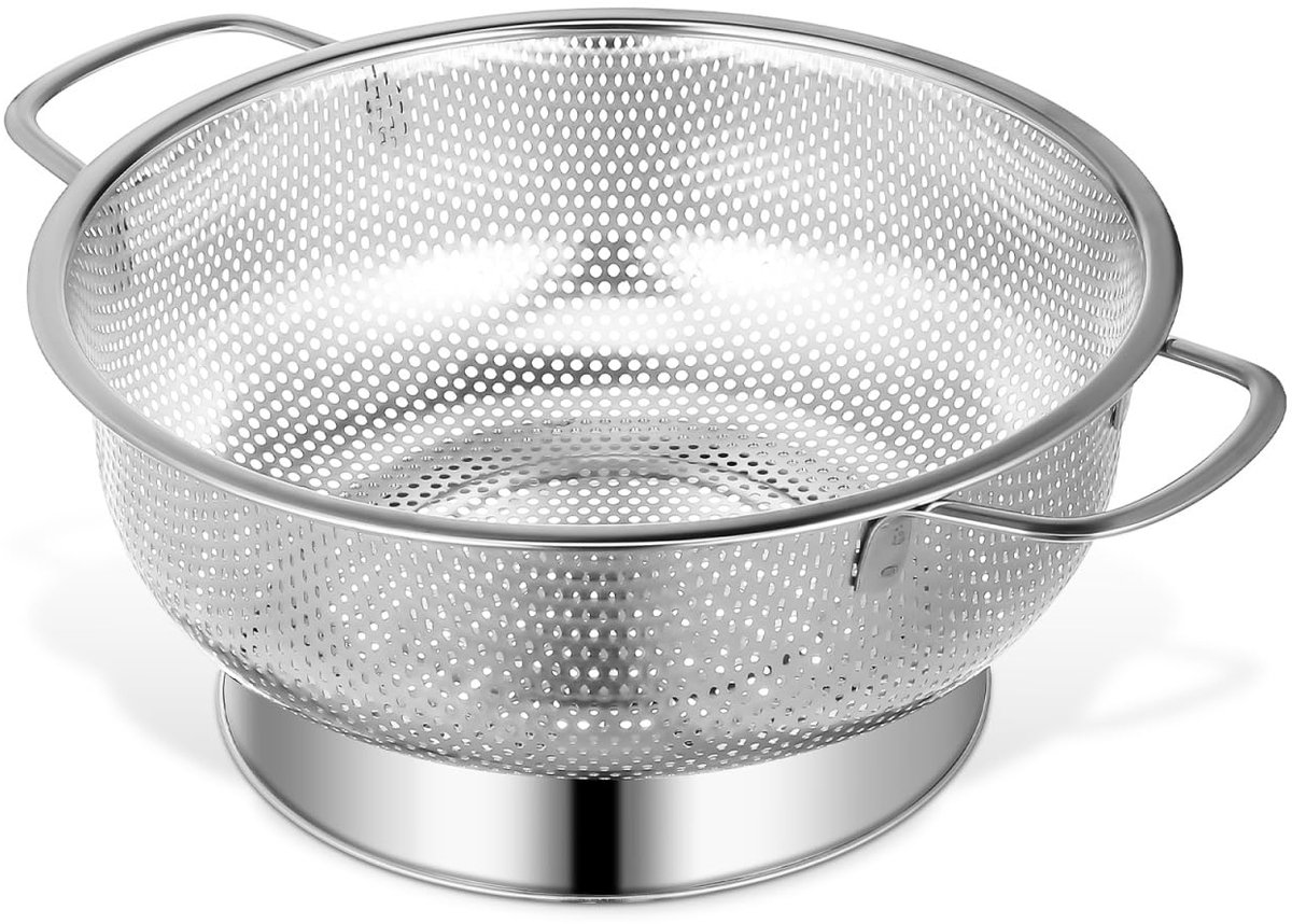 Ibenzoa® Roestvrijstalen Keukenzeef voor Pasta, Groente en Fruit met Comfortabele Handgrepen, 22,5 cm