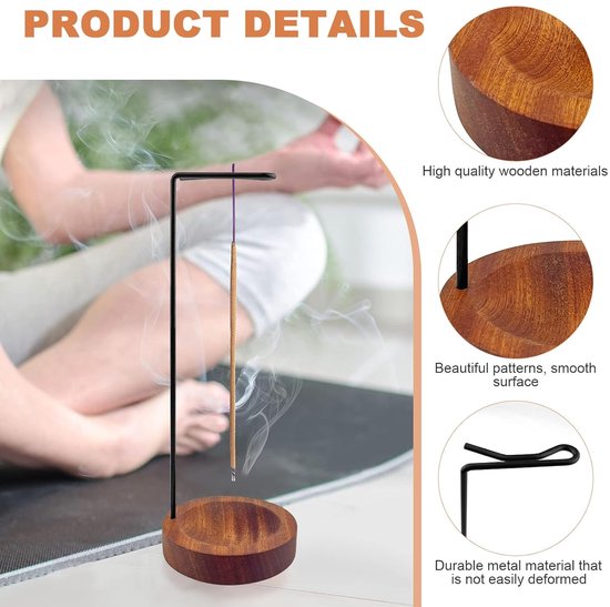 Simply Essential Houten wierookstokjes wierookstokjes kegelhouder rookbox 10 wierookkaarsen van