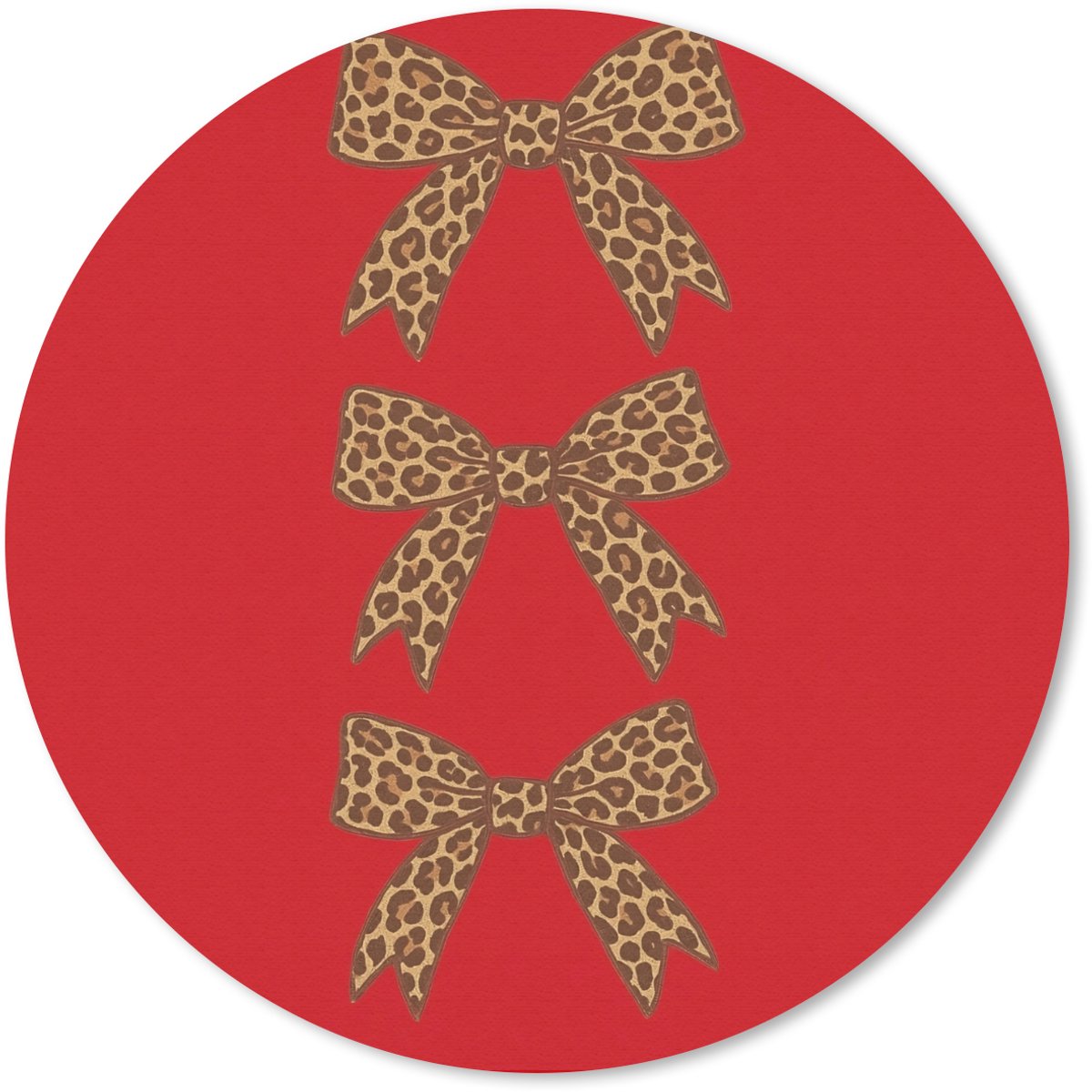 Muismat rond 50x50 cm - Mousepad Strikken - Panterprint - Rood - Ronde muismatten