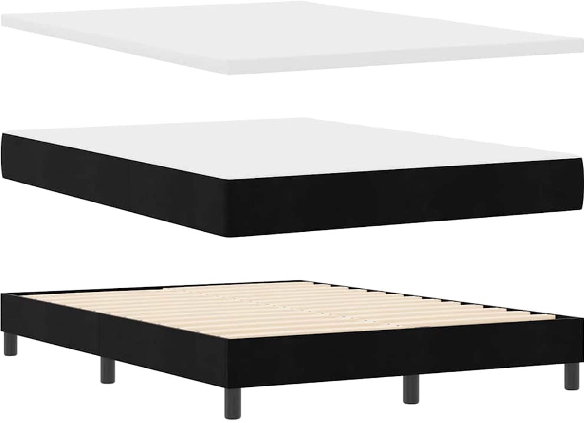 vidaXL - Boxspring - bed - met - hoofdeinde - Zwart - 140 - x - 200 - cm - Fluweel