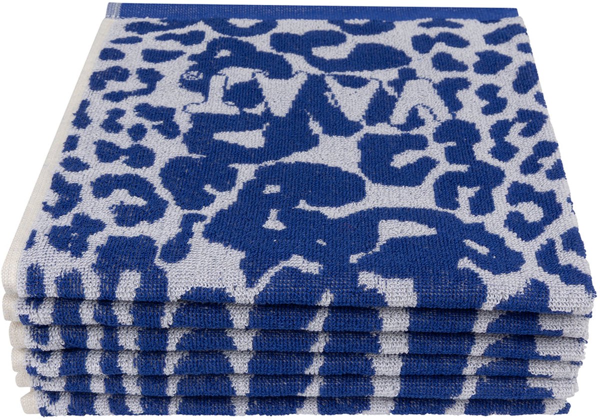 Keukenhanddoek leopard 1 kobaltblauw / grijs