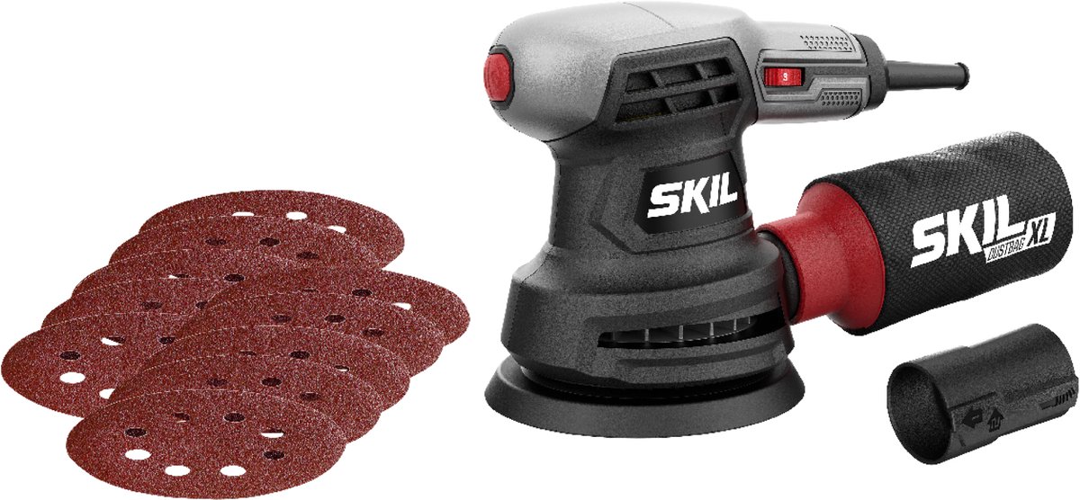 SKIL Excentrische Schuurmachine 280W - Schuurschijf 125mm - Vlakschuurmachine - Inclusief Stofzak XL & 10 Stuks Schuurschijf - Skil 7422 AA