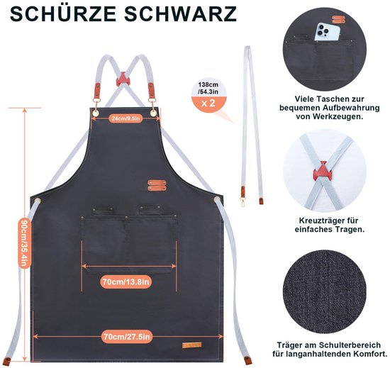 Mijncadeautje - Luxe Keukenschort - Zo goed kun je er uitzien 60 jaar - Unisex - Zwart