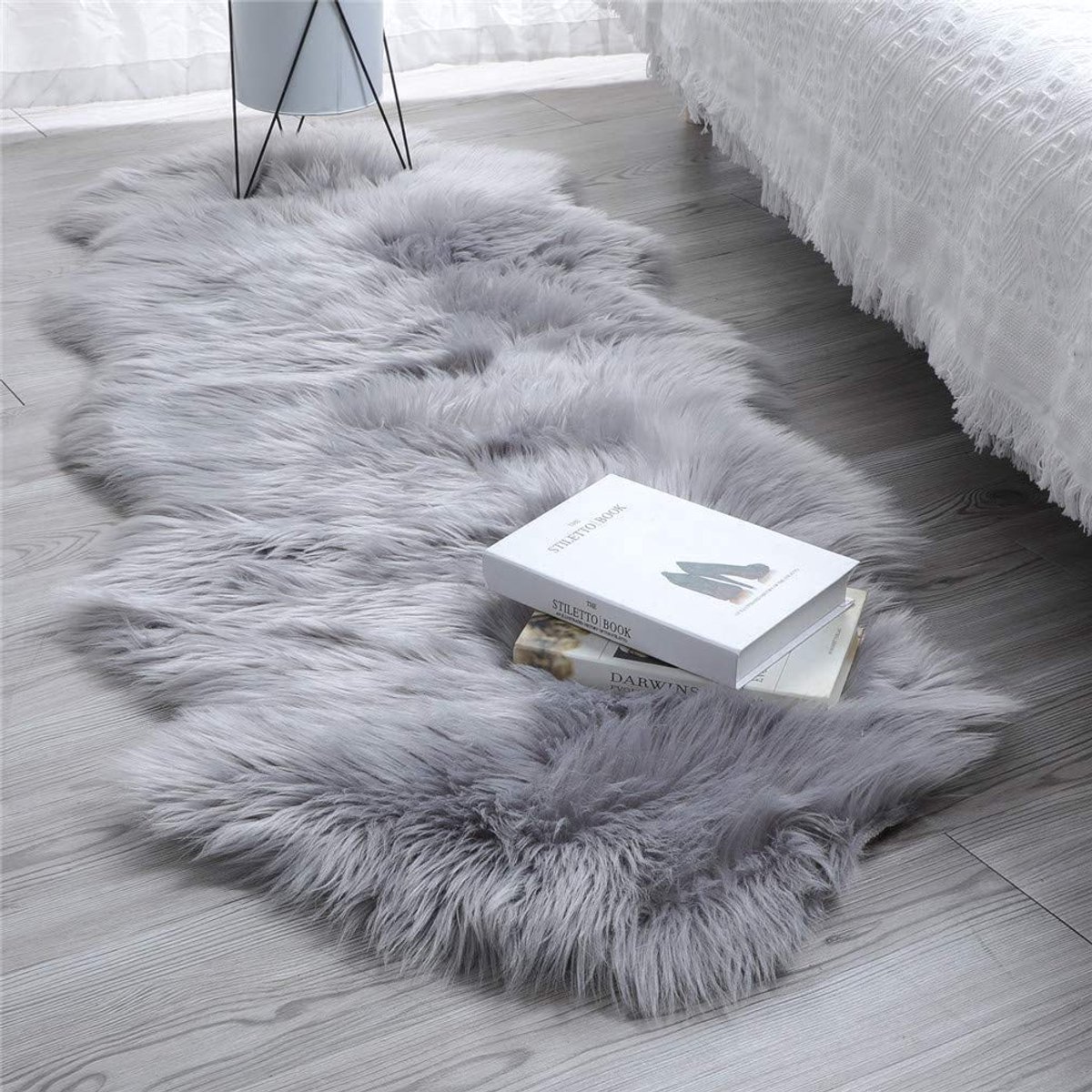 Ibenzoa® Zachte en Lange Imitatie Vacht voor Bank of Bed, Grijs, 60 x 160 cm
