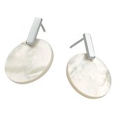 Glams oorhangers parelmoer - 20 mm - Zilver