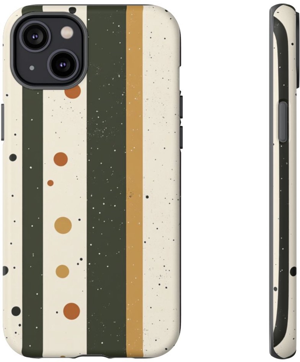 Retro Verticale Strepen en Stippenpatroon – Telefoonhoesje Geschikt voor iPhone 14 Plus