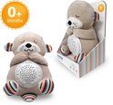Beige otter knuffel met sterrenprojector, in verpakking en los. Geschikt vanaf 0+ maanden.