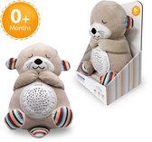 LUVION® Otter Knuffel - Sterrenhemelprojector - White noise machine voor baby en kind - Interactieve knuffel 30cm met hartslag geluid, slaapliedjes en sterrenhemel projector