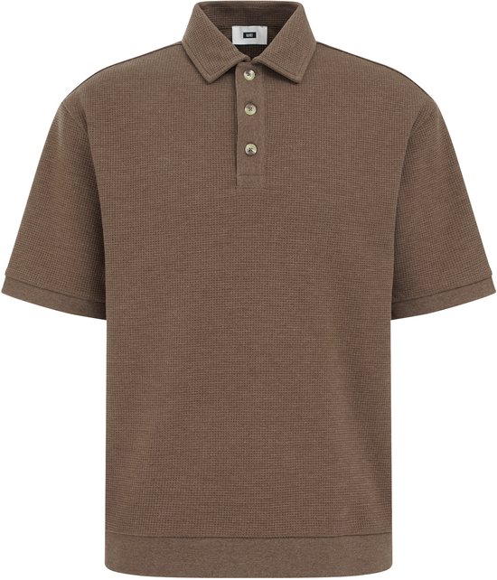 WE Fashion Heren Loose fit polo met structuur
