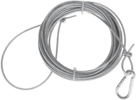 staalkabel met karabijnhaak 6 meter - geïsoleerde stalenkabel - staal
