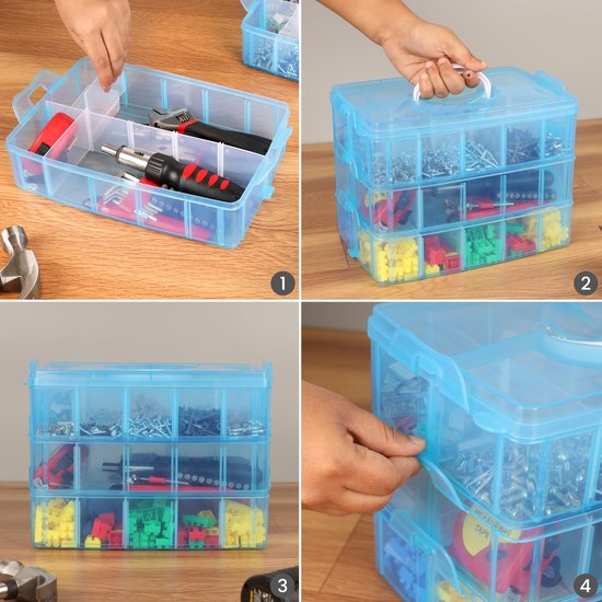Funien Boîte de rangement double face pour accessoires de pêche, leurres, hameçons, boîte de rangement pour articles de pêche