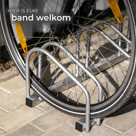 tectake® - Fietsenrek voor 3 fietsen - staal - stabiel - Bevestiging aan vloer en muur mogelijk - Aan beide kanten bereikbaar - Bandbreedte 35-60mm van Tectake — afbeelding 2