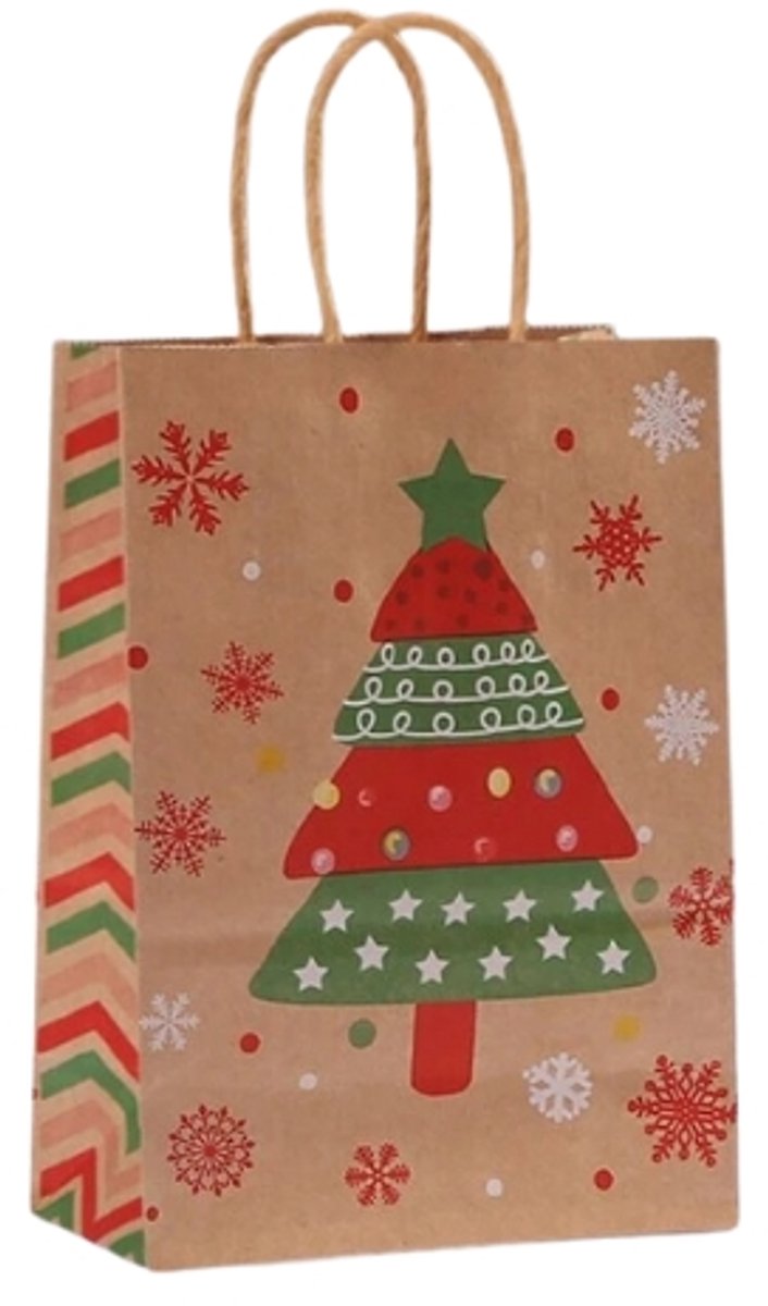 Daily Style – Cadeautas – Kerstboom - Kraft – 6 stuks