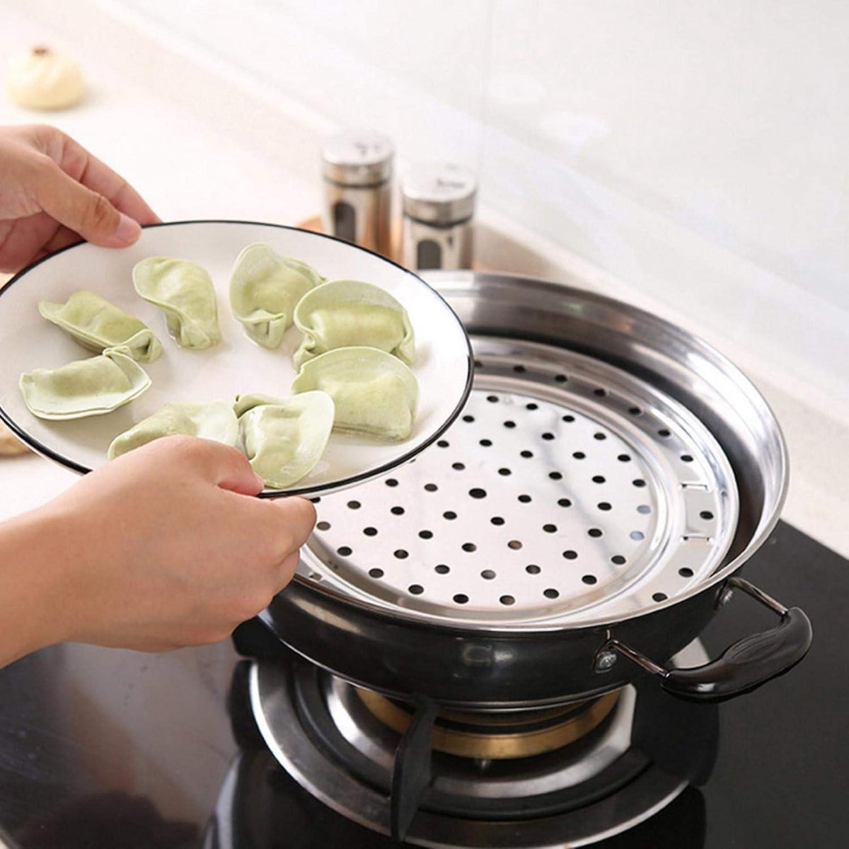 Inovra - Stoomhouder Roestvrijstalen Stoombak - Stoomhouder voor Instant Pot - Kookaccessoires met Lade Plank - Multifunctionele Stoommand (20cm) . - Keukenhulphouder
