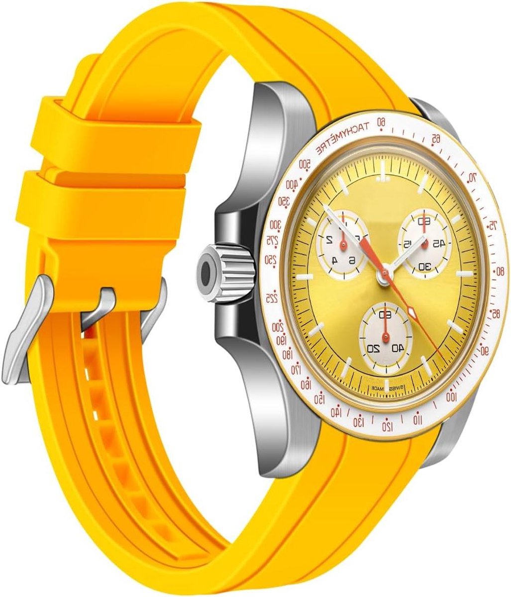 Allecto Premium - Universele siliconen horlogeband 20 mm-22 mm - Zacht rubber - Sportreservebandjes - Meerdere kleuren - Heren en dames - Moonswatch - Duurzame kwaliteit