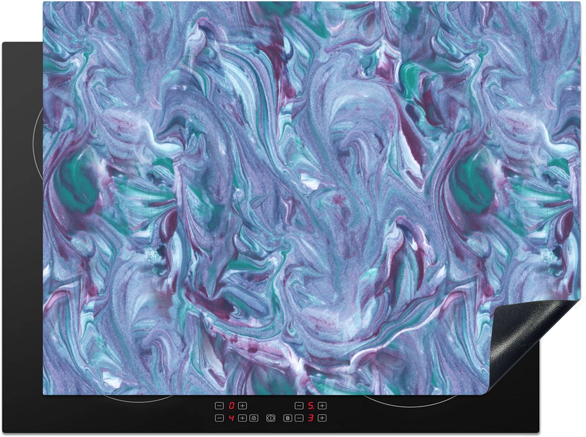 KitchenYeah® Inductie beschermer 70x52 cm - Marmer print - Verf - Abstract - Patronen - Kookplaataccessoires - Afdekplaat voor kookplaat - Inductiebeschermer - Inductiemat - Inductieplaat mat - Keuken decoratie