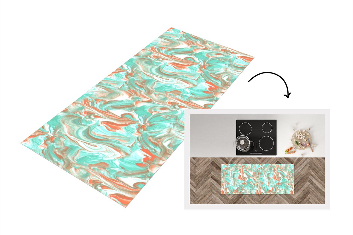 KitchenYeah Keukenloper 120x50 cm - Keukenmat vinyl Marmer - Neon - Patronen - Verf - Keukenmatten loper - Keuken vloerkleed tapijt