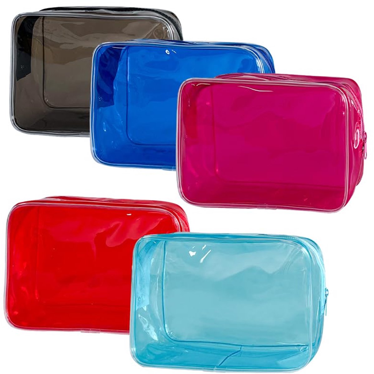 Ibenzoa® Transparante en ruime pvc-toilettas voor reisbenodigdheden in vrolijke kleuren