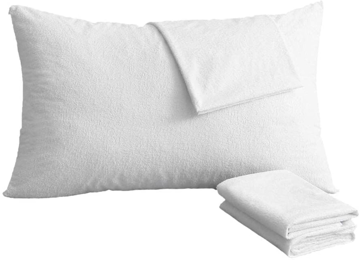 Ibenzoa® Set van 2 waterdichte en ademende kussenslopen met ritssluiting, anti-mijt, wit, 40 x 80 cm