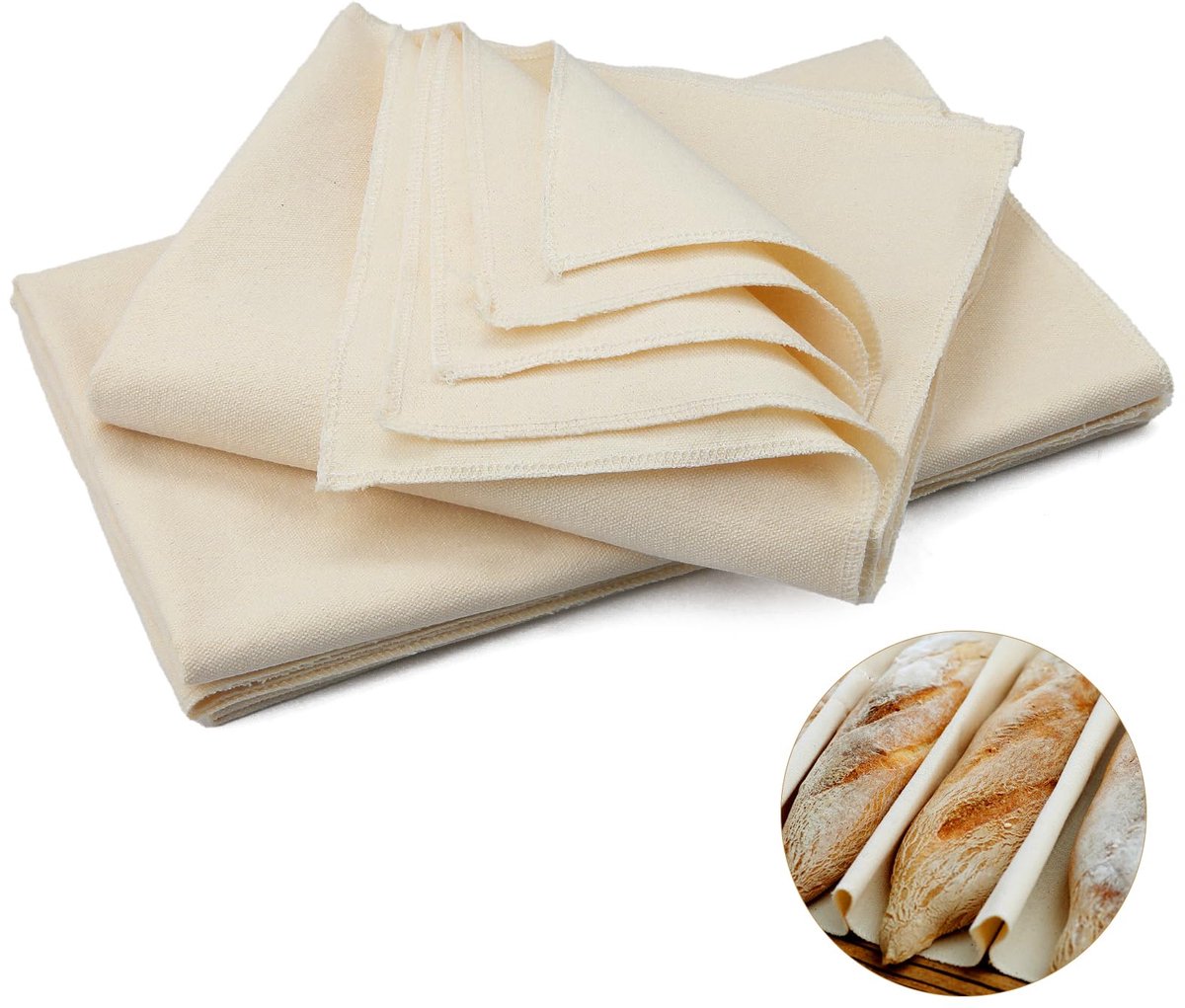 Ibenzoa® Bakkerslinnen Doek Set van 3 voor Broodbereiding en Bakken – Hoogwaardig Katoen, 48x36 cm