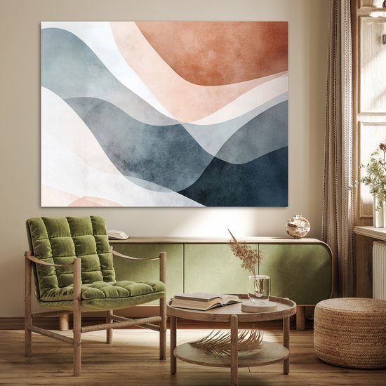 Poster 160x120 cm - Abstract - Golven - Blauw - Posters - Kamer decoratie - Wanddecoratie woonkamer - Muurdecoratie slaapkamer XXL