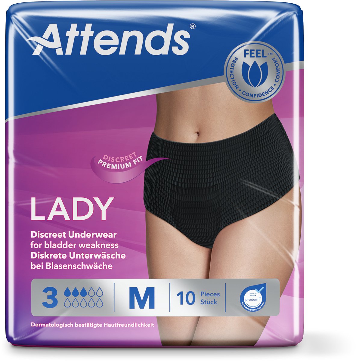 Goedkoopste Attends Lady discreet underwear zwart 3M 10 Stuks