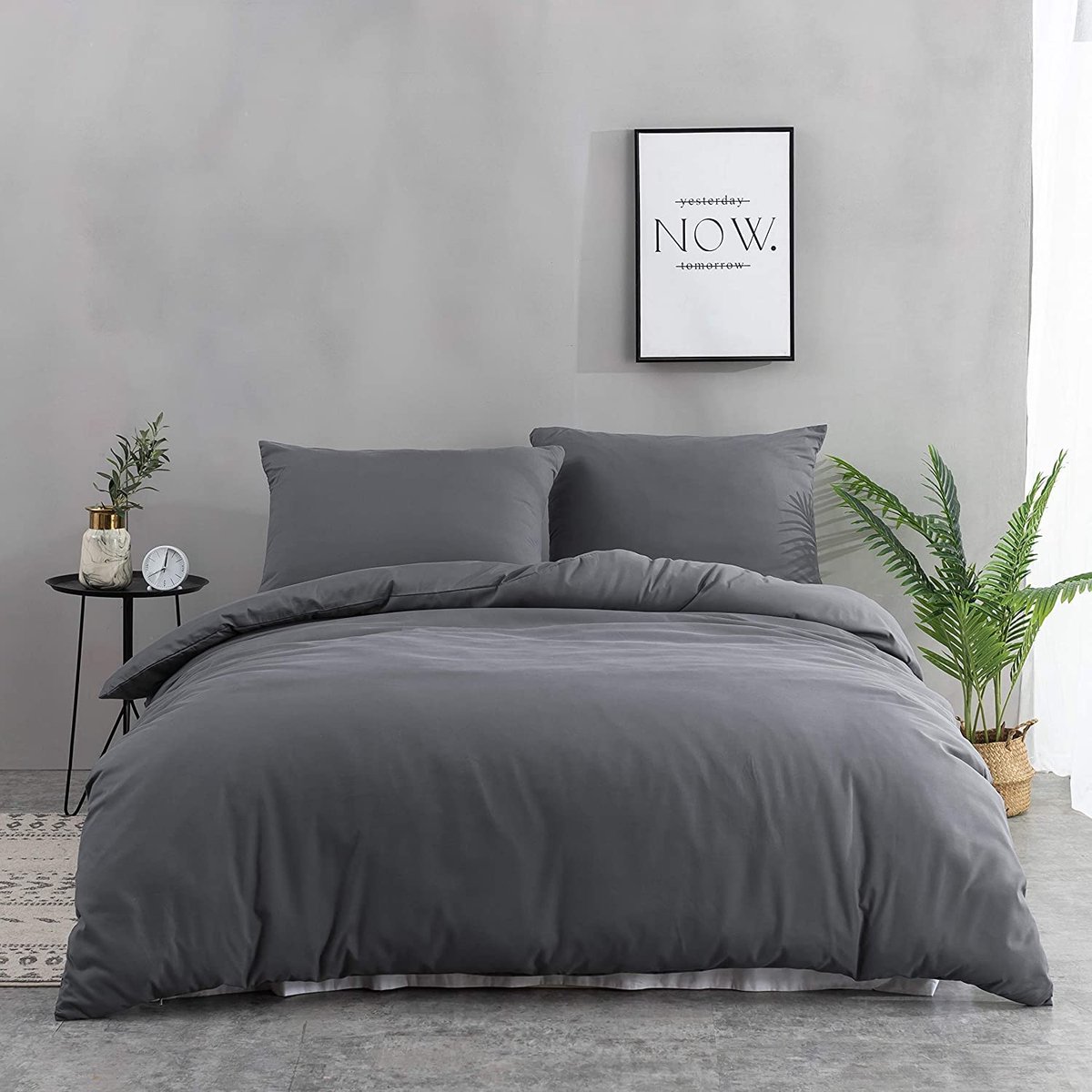 Unyqoos Beddengoed Set van Superzachte Microvezel met Ritssluiting, 135 x 200 cm, Hypoallergeen grijs