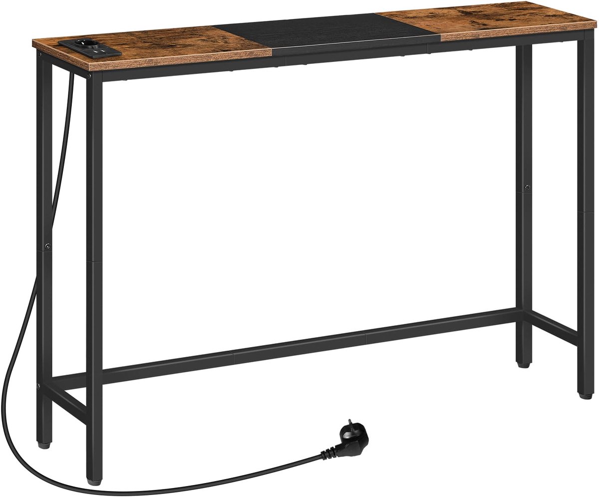 Unyqoos Stijlvolle consoletafel met geïntegreerd laadstation en USB-poorten voor moderne woonruimtes bruin