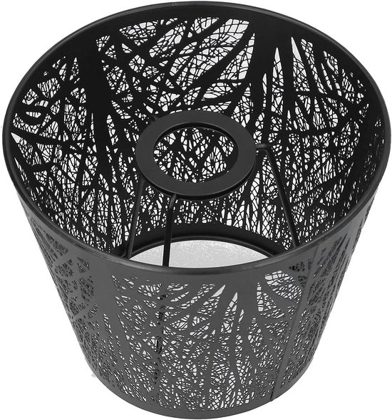Lampenkap voor tafellamp, bureaulamp en bedlamp van smeedijzer, gesneden bosboomvormige E27 mini (Lampenkap; zwart