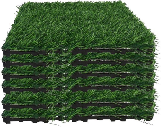 Foto: Gerimport vlondertegel kunstgras 12x groen kunststof 30 x 30 cm tuintegel