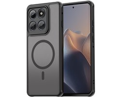 MobyDefend Hoesje - Geschikt voor Motorola Edge 60 Pro - Case Geschikt voor MagSafe - Mat Transparant Met Gekleurde Rand - Zwart