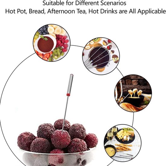 Mumusuki Set van 6 roestvrijstalen Hot Pot fondue-vork in de open lucht picknick BBQ grillen braadspies voor kaaschocoladefondue braden marshmallows vlees