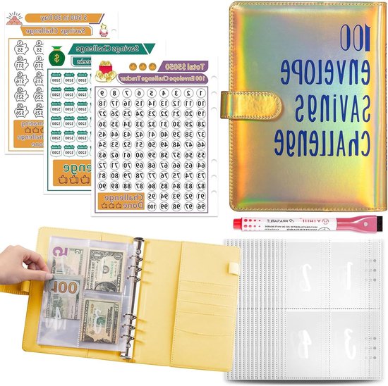 Inovra Plus - Envelop Besparingen Uitdaging Boek met Cash Enveloppen Spaarsysteem - Geld Besparen en Budgetteren