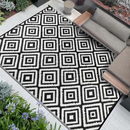 Rond buitenkleed palm - Palm taupe/crème 160 cm rond
