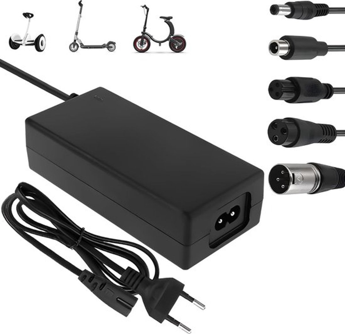 Oplader Voor Elektrische Steps - 36V/42V 2A Universele Oplader - Met 5 Batterijlader Connectoren - Elektrische Fiets Opladers - Hoverboard Drift Trikes - Elektrische Scooter Hoverboard Loopfiets - Geschikt Voor Xiaomi Mi Mijia M365 - 84W Max