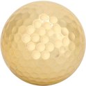 Gouden golfbal met dimplepatroon.